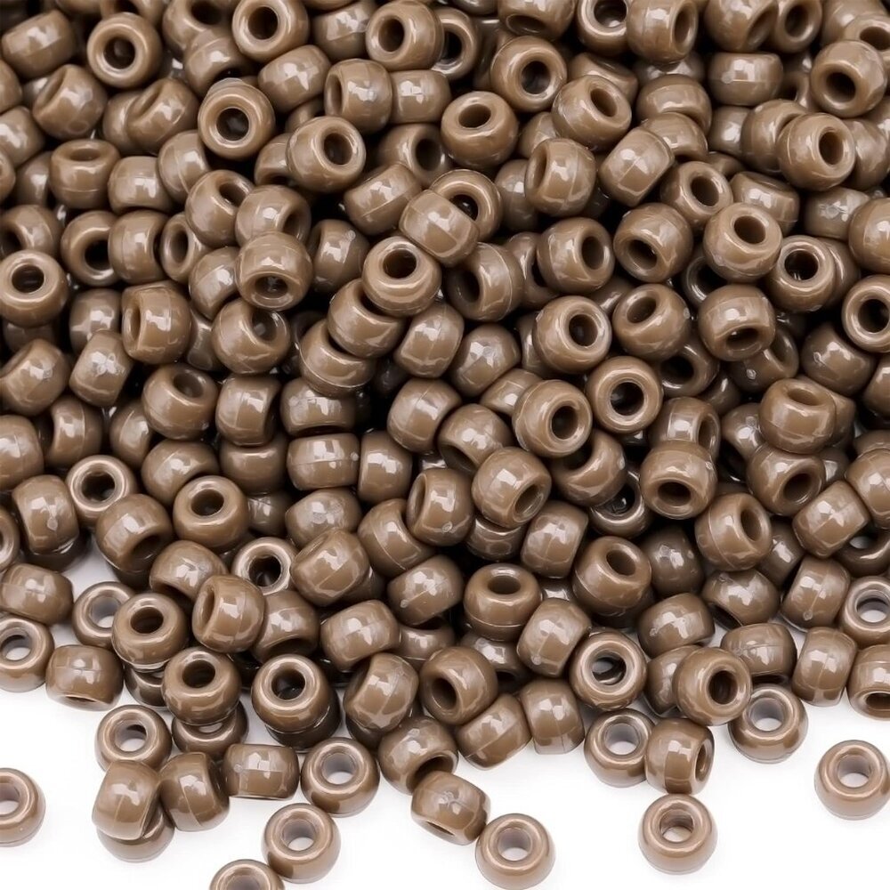 1000Pcs Pony Beads Bracelet 9mm Brown Plastic Barrel Pony Beads for Necklace,Hai